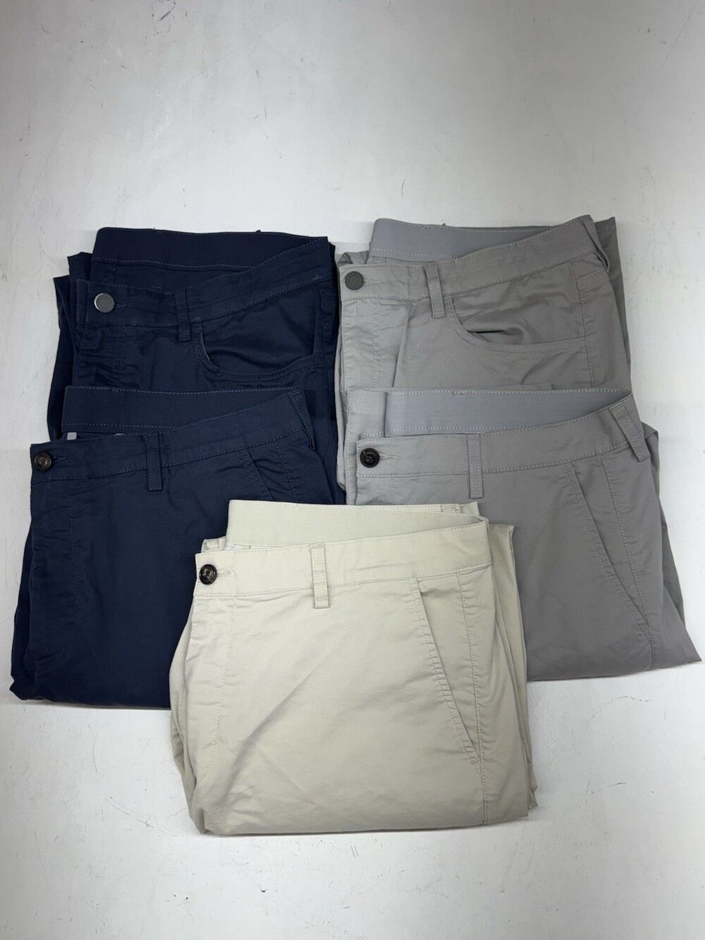 Lot Of 5 Faherty Stretch Terry 5-Pocket Chino Pants Mens 35 Navy Gray Straight